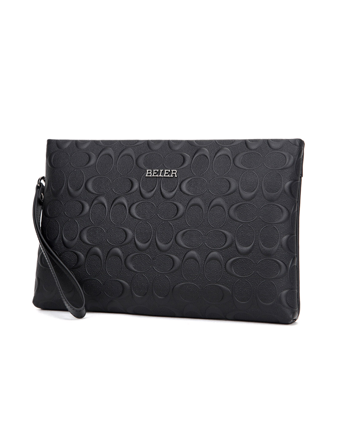 贝尔beier压花宴会休闲商务抽象图案牛皮革真皮立体压花夹包男包