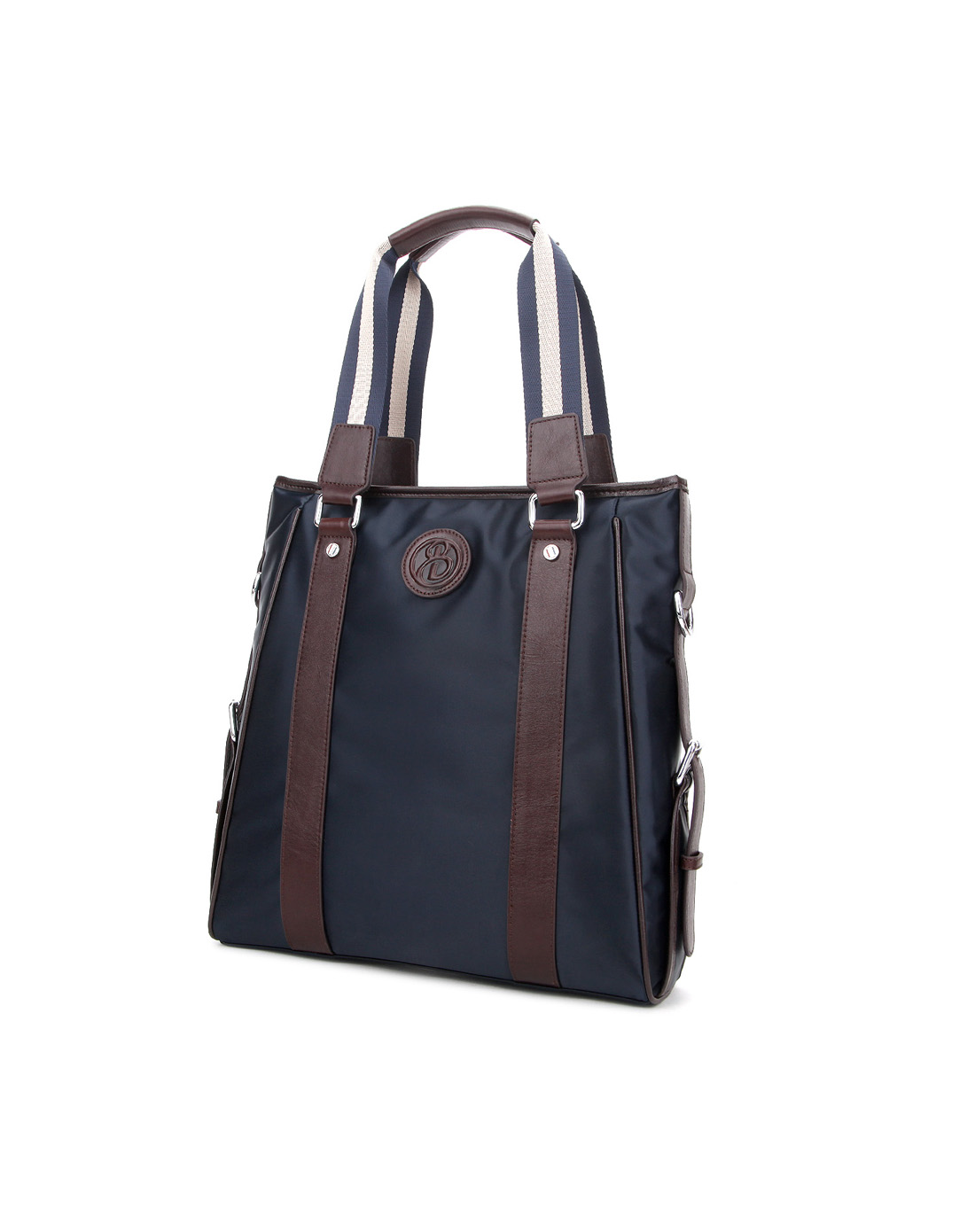 贝尔beier旅行休闲商务纯色进口防水布配进口牛皮真皮手提包男包