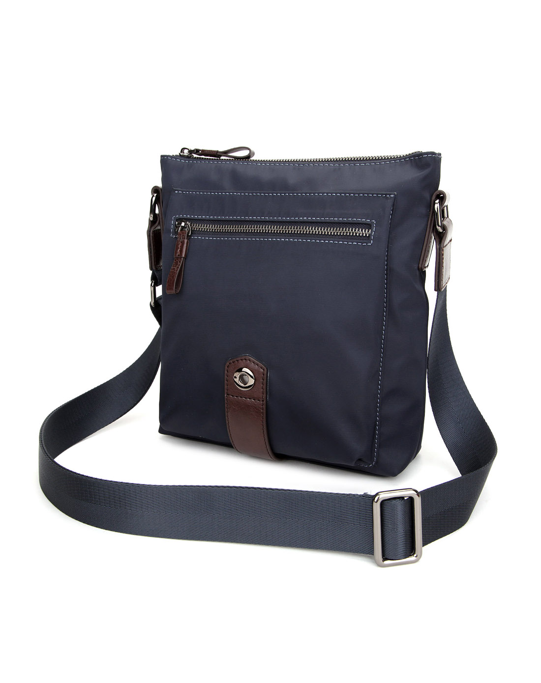 贝尔beier休闲运动纯色进口防水布配进口牛皮真皮时尚单肩包男包