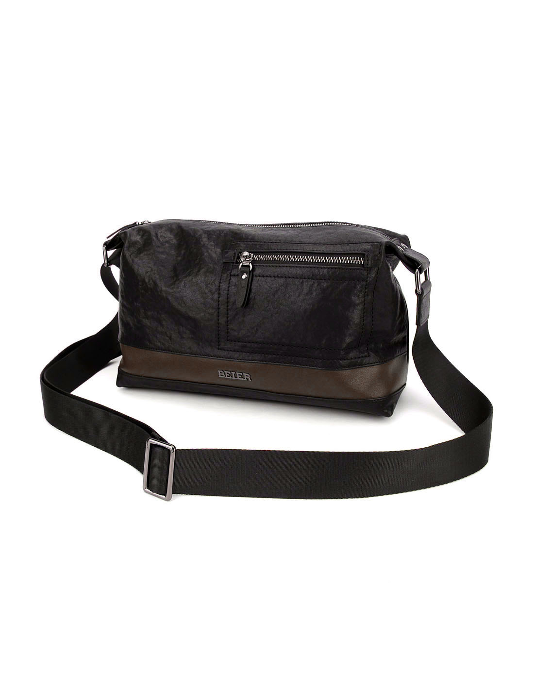 贝尔beier英伦休闲商务英伦复古牛皮革真皮时尚撞色休闲单肩包男包