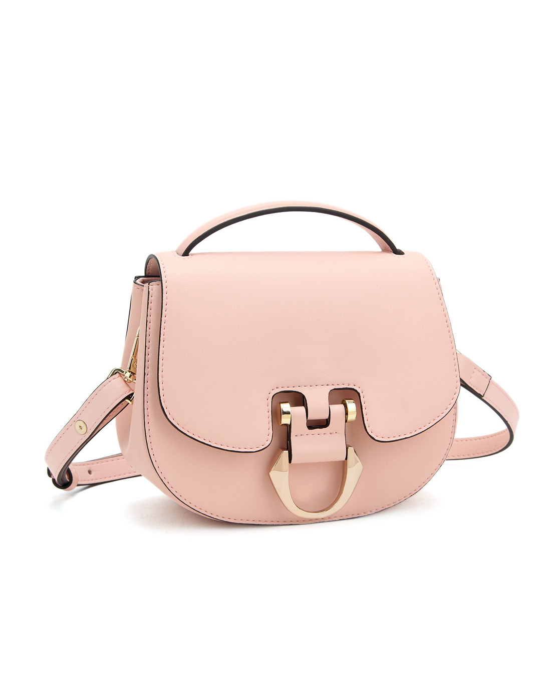 贝尔beier 新款真皮迷你小猪包牛皮撞色斜挎单肩小挎包手提女包粉色