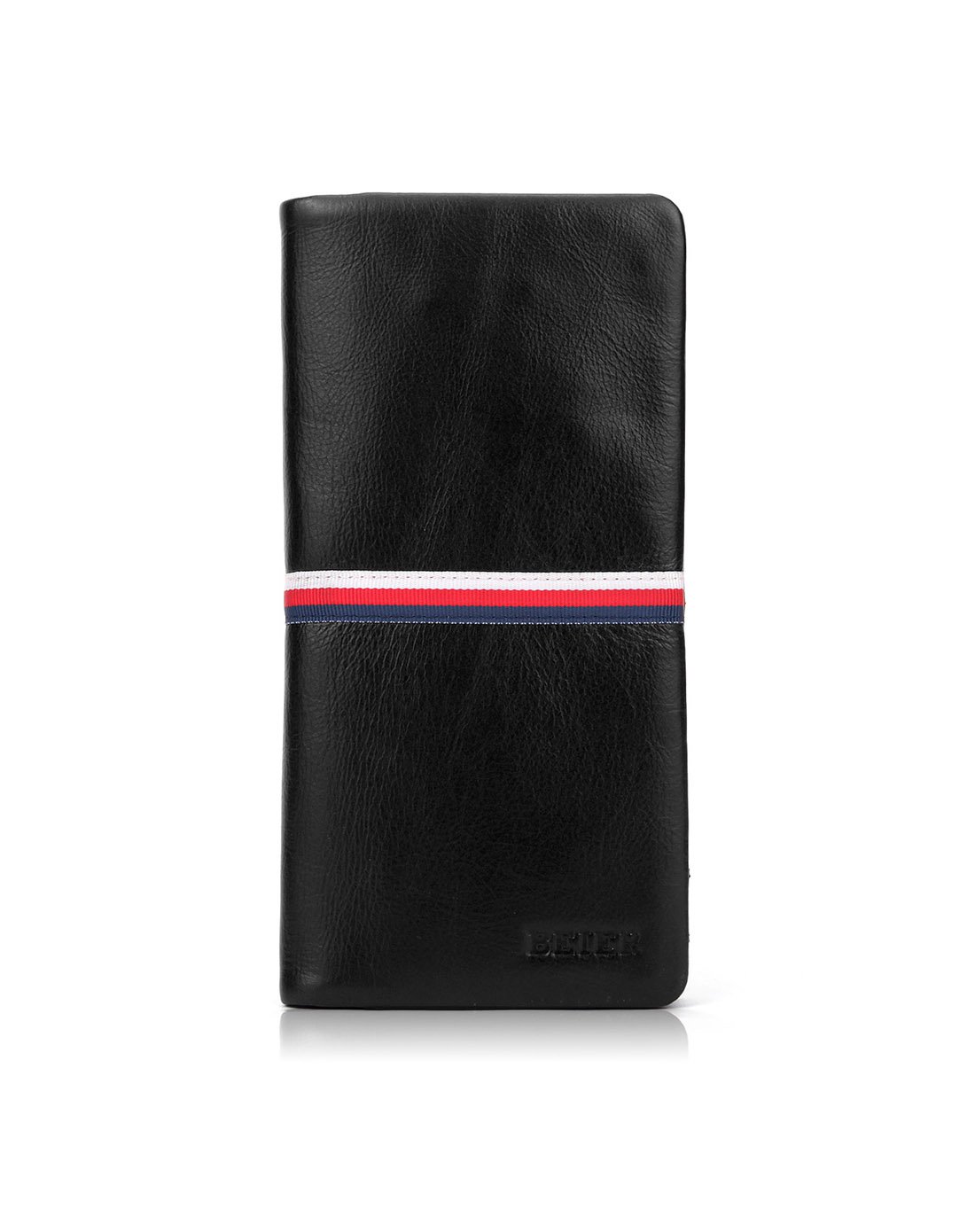 贝尔beier新品 宴会旅行休闲商务纯色进口头层油腊牛皮真皮长款钱夹男包