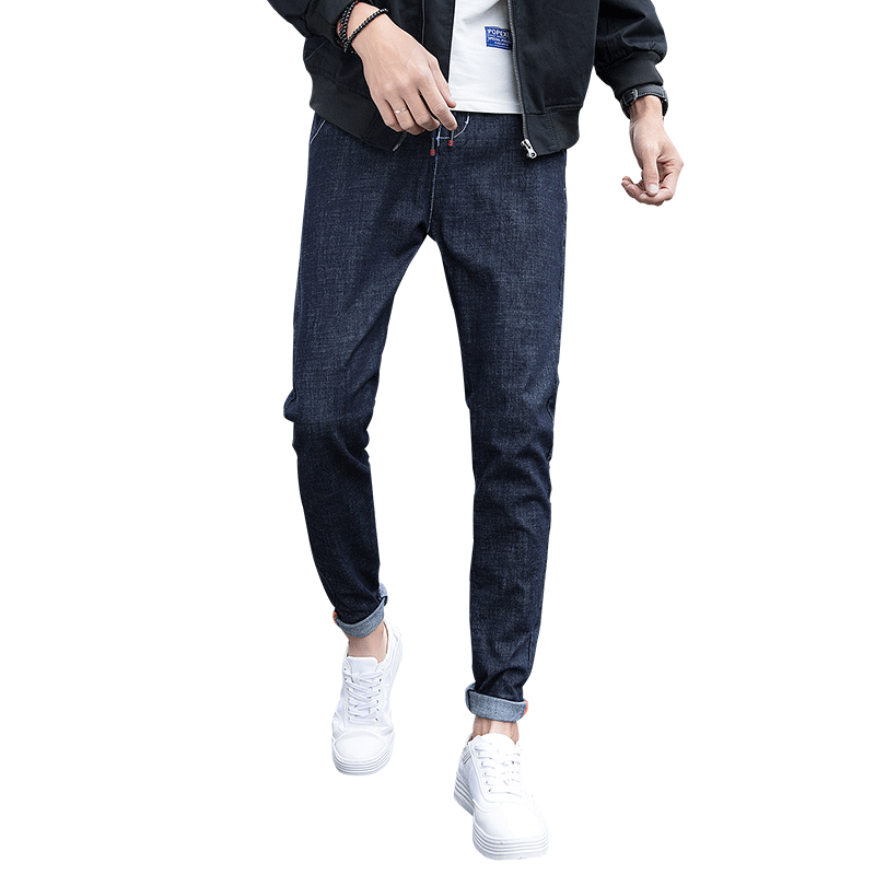 超音狼男装舒适透气夏季时尚简约束腰翻边牛仔长裤2018WLYJ-8173