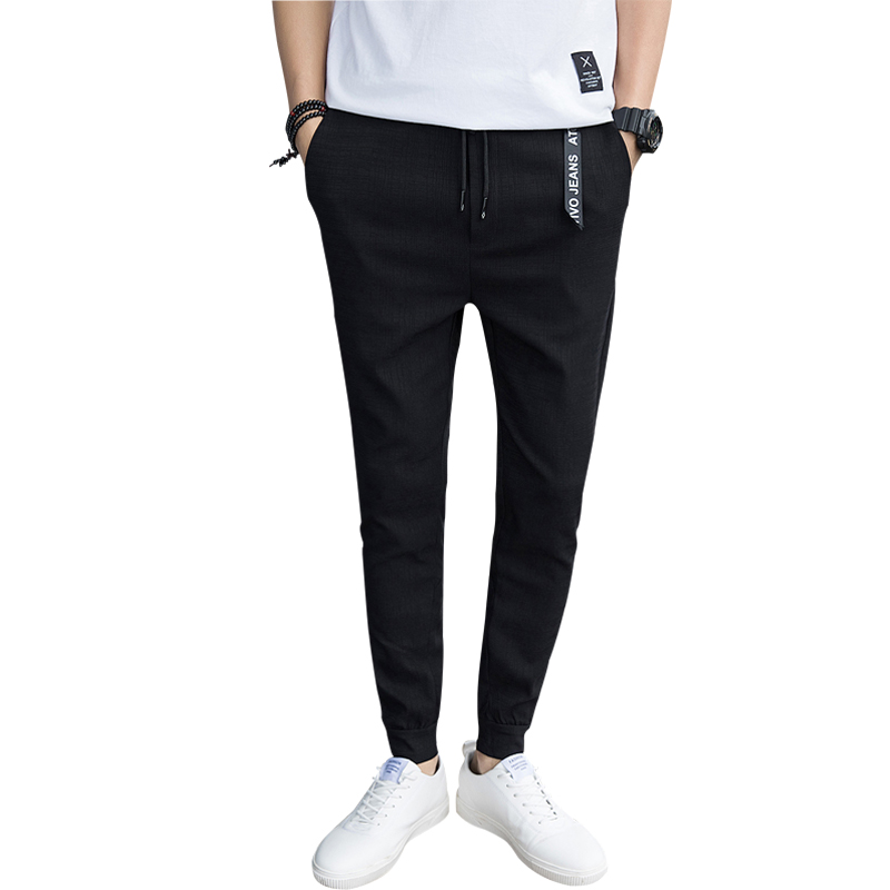 超音狼男装舒适透气夏季简约束腰潮流挂饰休闲长裤2018WLYJ-C02