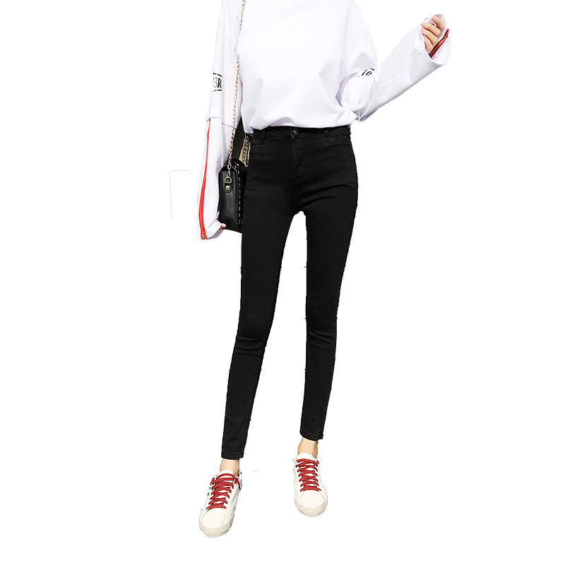 天淳尔女装高腰弹力牛仔长裤2017LSD-811 25码 蓝色