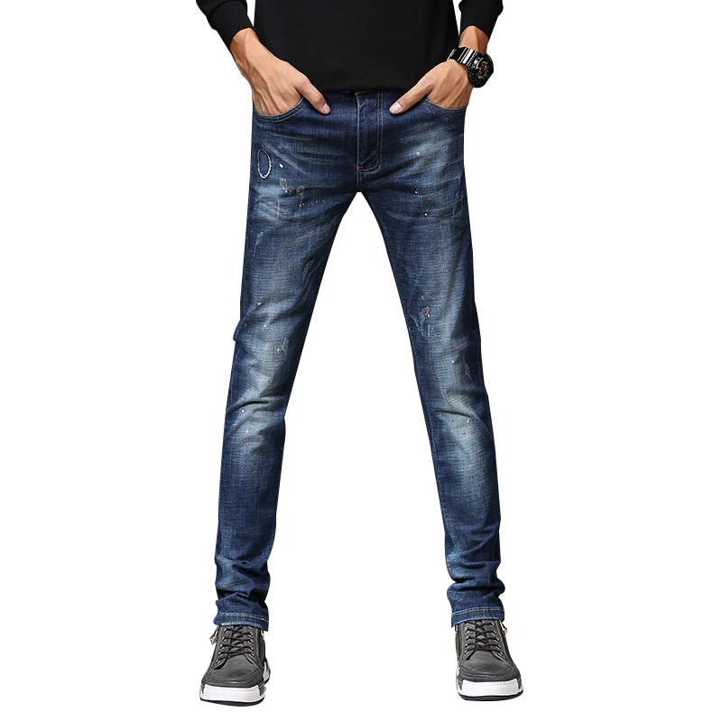 超音狼男装舒适透气潮流舒适喷墨弹力修身小直脚长裤2018JX-3019