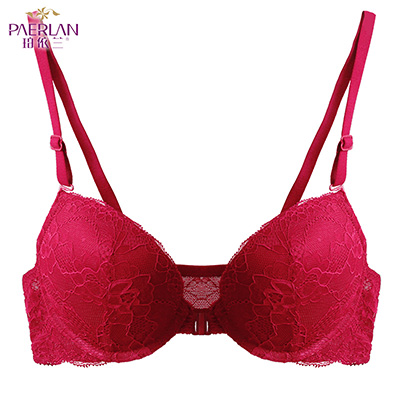 珀依兰 前扣蕾丝边女文胸 欧美性感美背小胸聚拢厚调整内衣