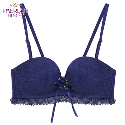 珀依兰 婚纱礼服蕾丝边无钢圈文胸 1/2半杯小胸聚拢绑带拉B女内衣