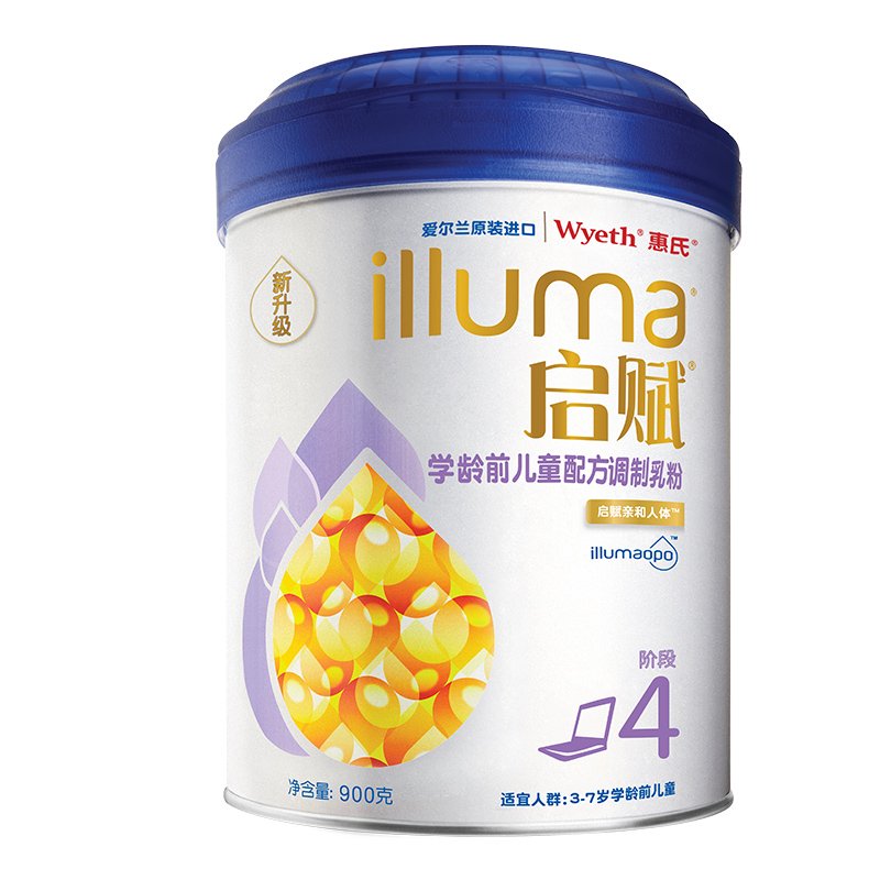 惠氏启赋(Wyeth illuma)学龄前儿童配方奶粉4段 （3-7岁） 900g 罐装1罐