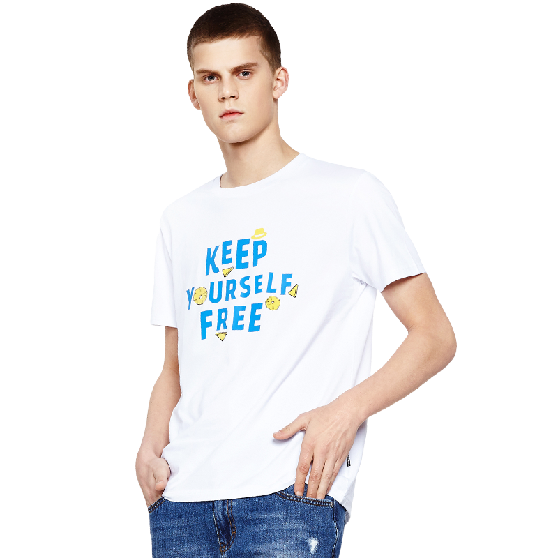 以纯线上品牌a21 2017夏装新款t恤男时尚创意印花舒适圆领短袖上衣4721330132