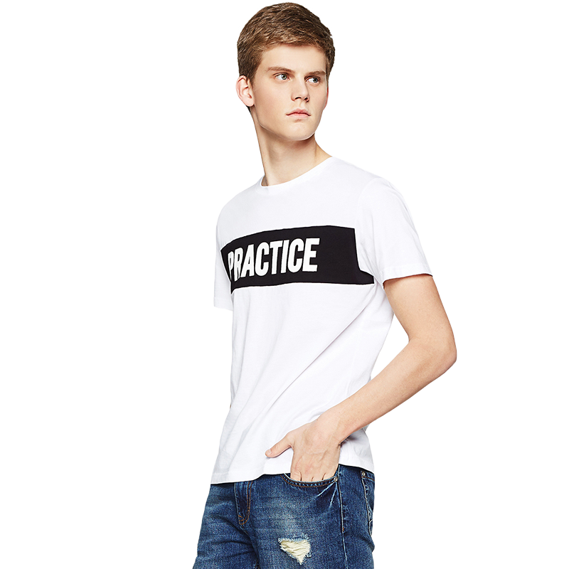 以纯线上品牌A21 夏装新品男装精梳棉休闲印花潮流短袖T恤男4621330116