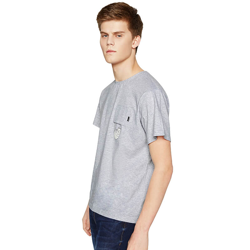 以纯线上品牌a21 2017夏装新款趣味印花T恤男 百搭圆领纯棉打底衫4721330036