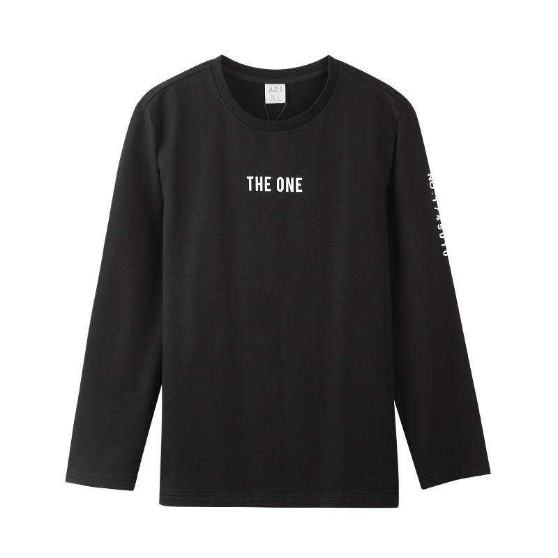 A21以纯线上品牌2017秋装新品简约字母印花长袖T恤男 时尚九分袖衫 4731310018