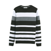 A21以纯线上品牌2017秋装新品条纹毛衣男 休闲百搭青年撞色长袖线衫4731210001