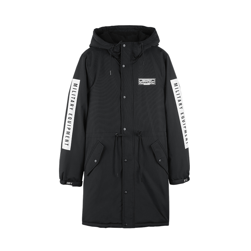 A21以纯线上品牌2017秋冬新品连帽中长款棉衣男 时尚印花棉服厚外套4741119007