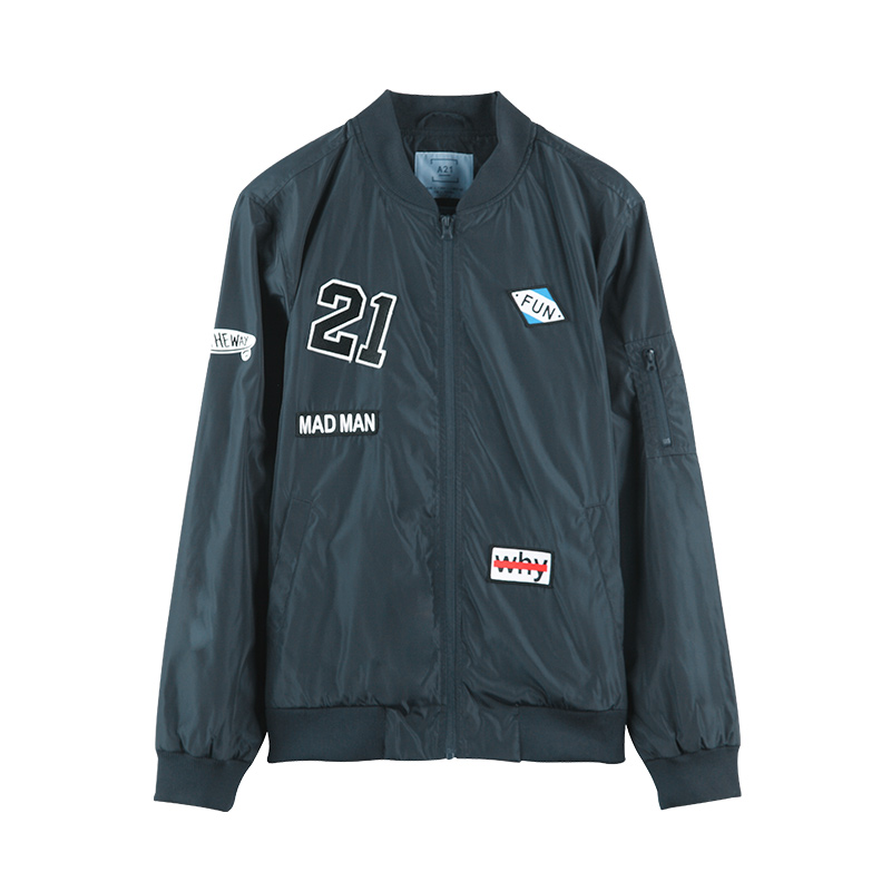 A21以纯线上品牌2017秋装新品棒球领夹克男 时尚休闲短外套男潮牌4731114005