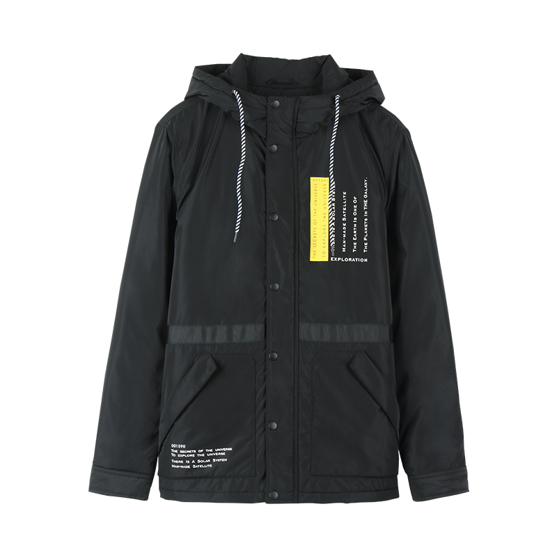 A21以纯线上品牌2017秋装新品连帽棉衣男 字母印花舒适保暖棉服男4731119002