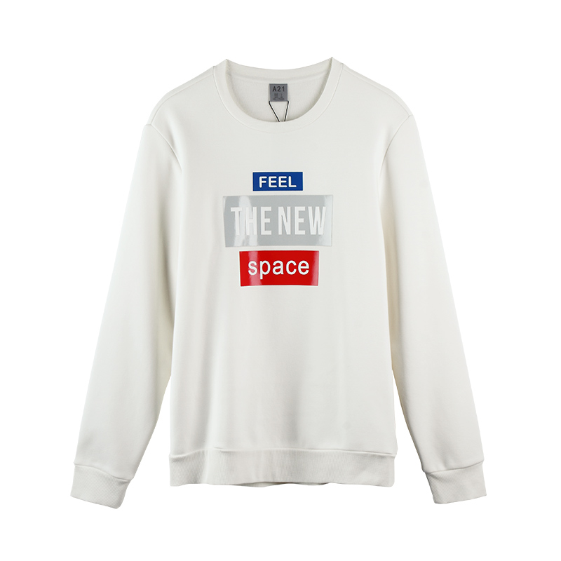 A21以纯线上品牌2017冬季新品加绒卫衣男 撞色字母印花时尚上衣男4741310019