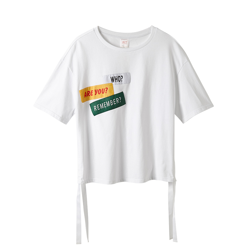 A21以纯线上品牌 2018春装新品女装T恤 圆领宽松短袖T恤女上衣4812330012