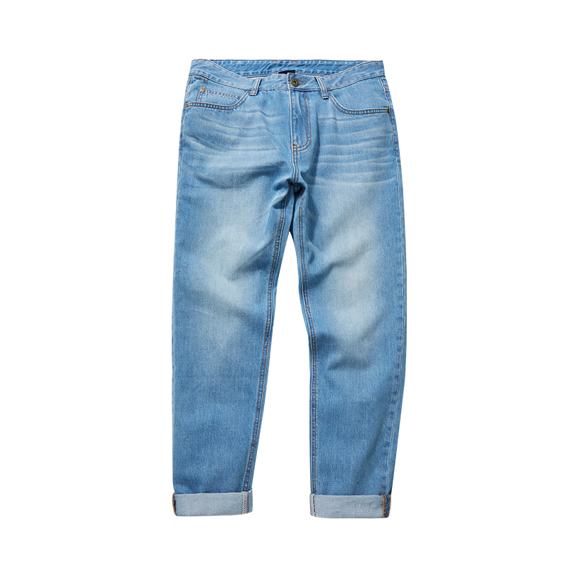 A21以纯线上品牌2018春季新品无弹纯棉简约休闲低腰牛仔裤男小直筒4811010004