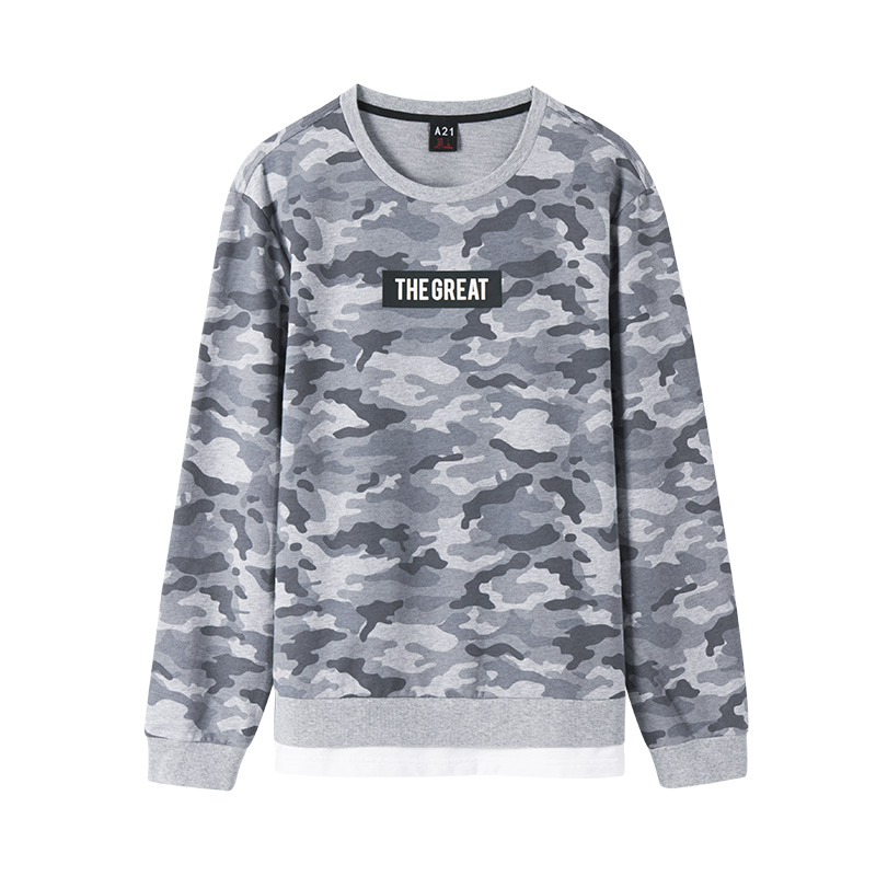 A21以纯线上品牌2018春季新拼圆领套头卫衣男假两件长袖衫男4811315005