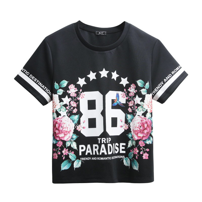 以纯线上品牌a21夏装新品女装宽松微弹圆领太空棉短袖T恤女4622330016