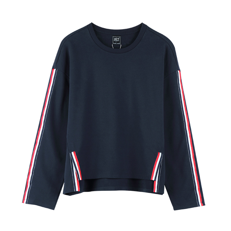 A21以纯线上品牌秋冬新品时尚织带长袖T恤女舒适纯色长袖衫女4742310000