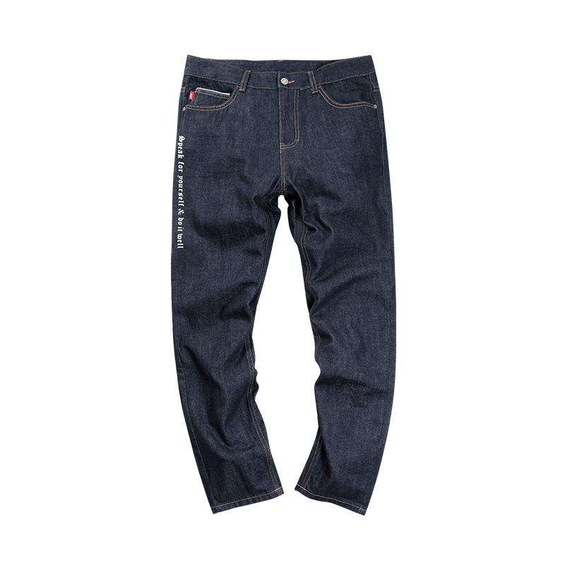 A21以纯线上品牌2018夏季新品男装牛仔裤男低腰字母印花小脚长裤4821003001