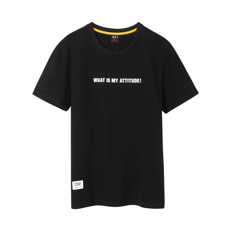 A21夏季新款短袖T恤男 半袖字母印花时尚休闲舒适男装青年衣服