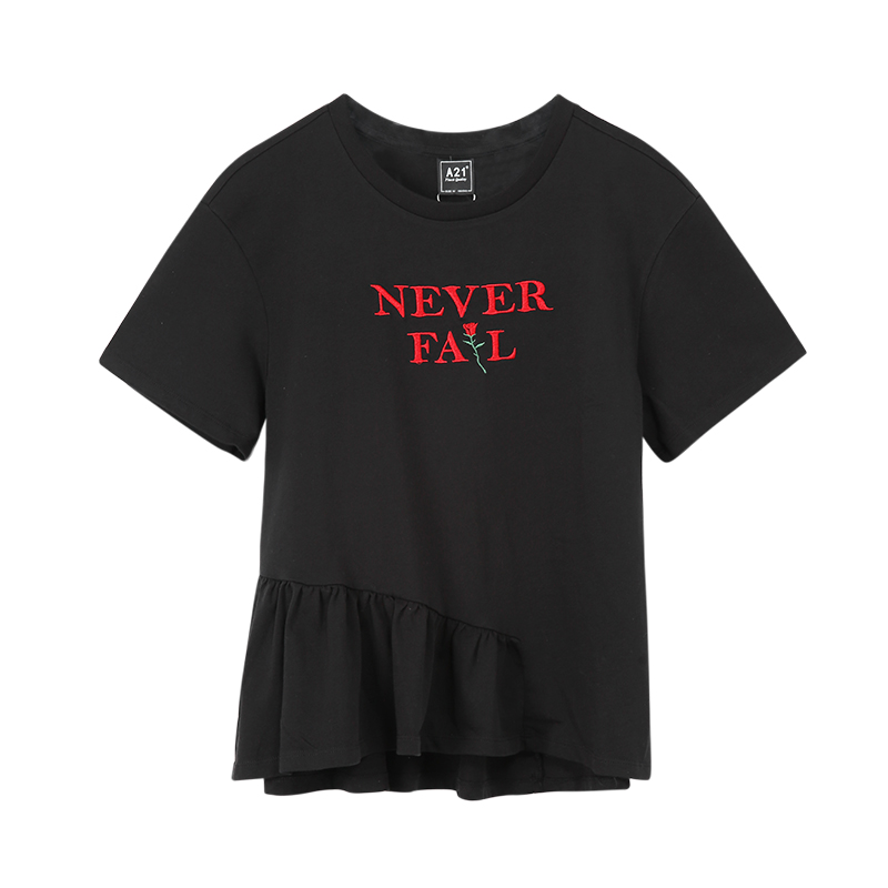 A21以纯线上品牌2018夏装新品女装T恤女纯棉休闲短款体恤上衣女4822330005