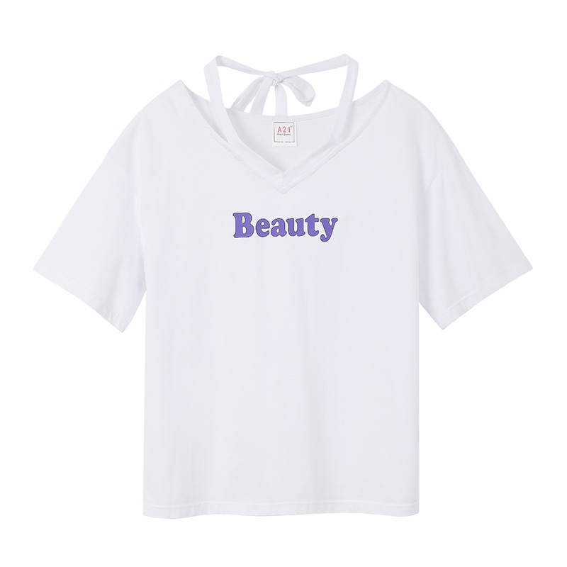 A21以纯线上品牌2018夏装新品女装T恤女镂空潮牌T恤女4822330023