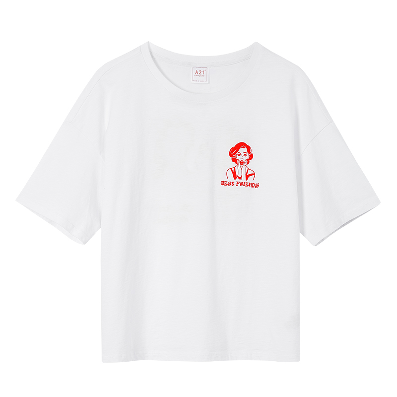 A21以纯线上品牌2018夏装新品女装T恤女时尚简约圆领短袖体恤女4822320000