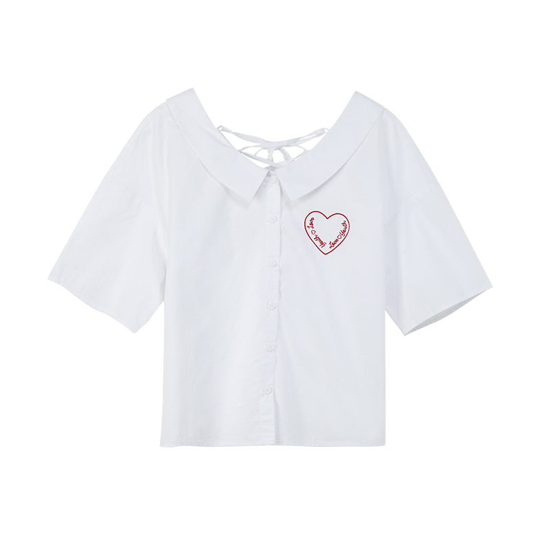 A21以纯线上品牌2018夏装新品翻领纯棉衬衫女舒适休闲印花上衣女4822180011