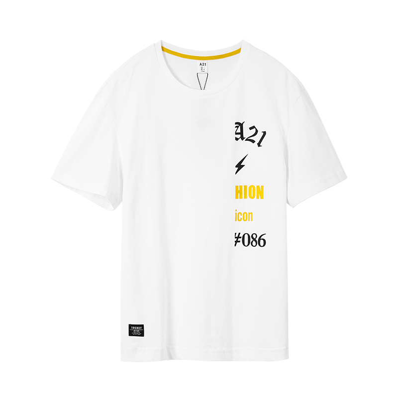 A21以纯线上品牌2018夏装新品男装短袖T恤男半袖衣服青年宽松落肩4821330085