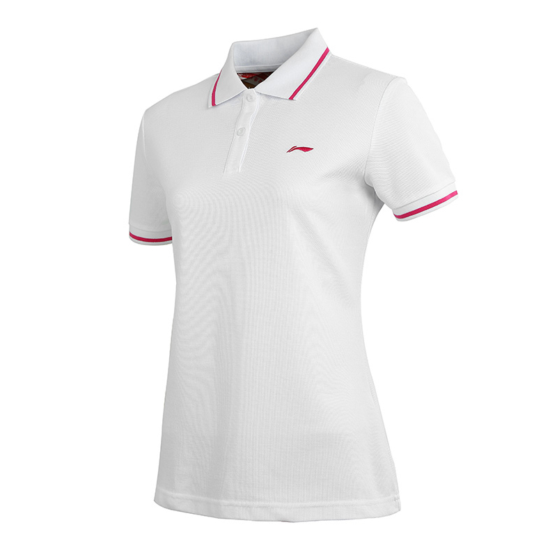 李宁女子短袖T恤夏季休闲简约翻领上衣