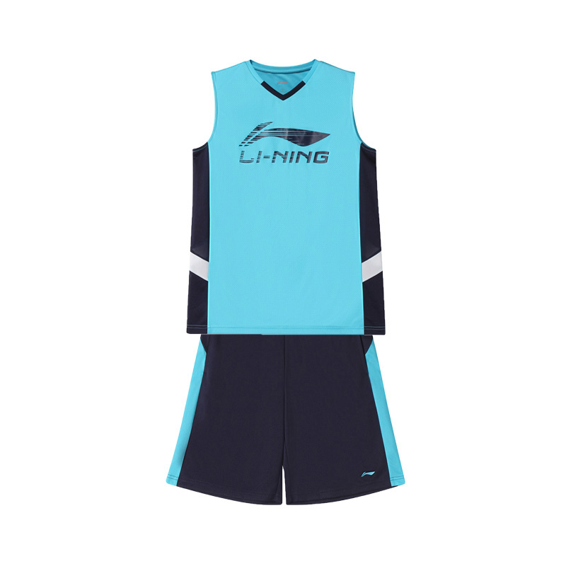 李宁男童运动套装夏季篮球比赛服青少年中大童运动服男
