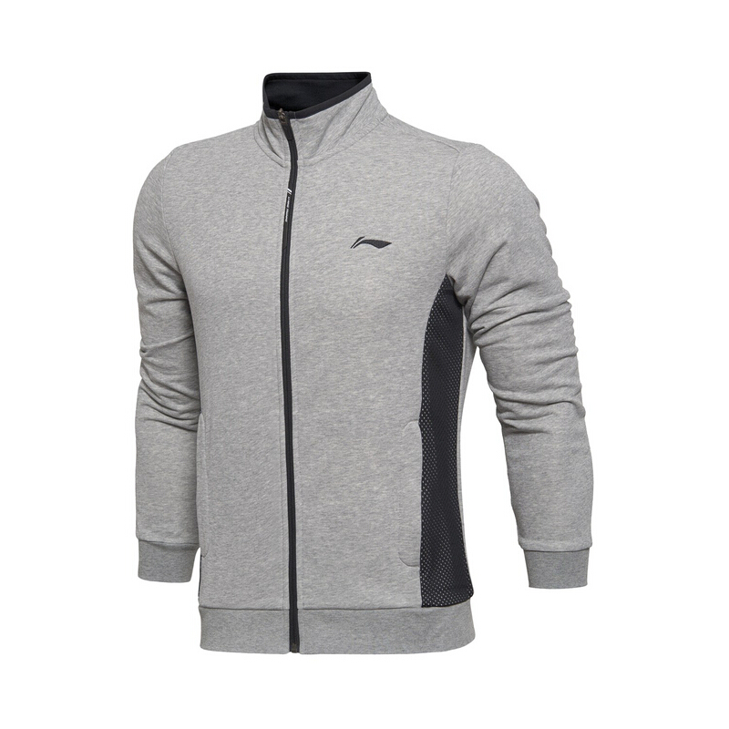 李宁男子训练系列开衫无帽卫衣套头衫运动服