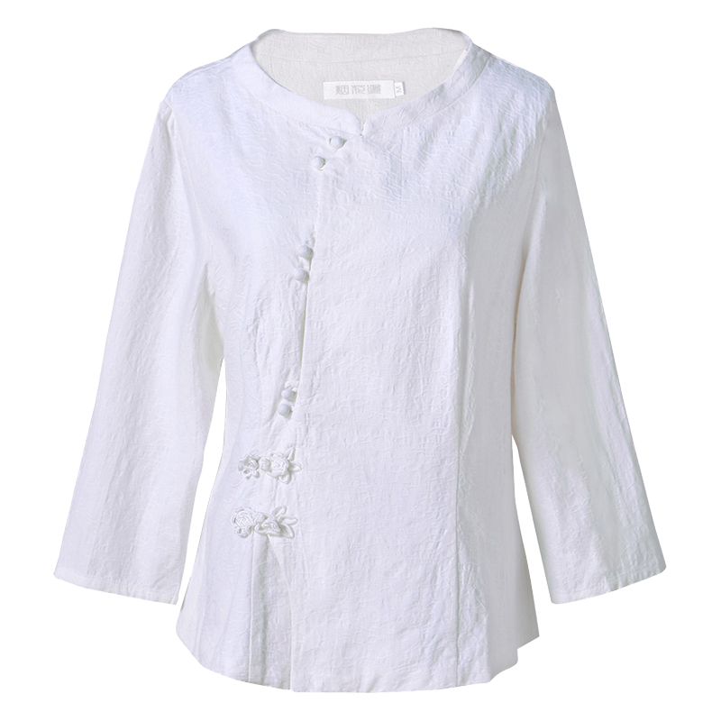 烟花烫2018春新品女装复古修身甜美百搭纯棉衬衫上衣 捻苏25191501