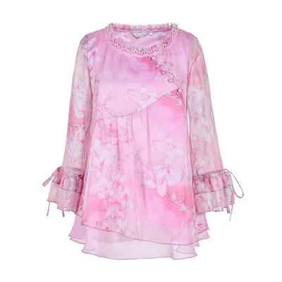 烟花烫2018春夏新款女装气质百搭宽松雪纺印花衬衫上衣 晓雅37216101