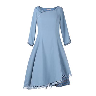 烟花烫2018春夏新款女装气质森女文艺A字中长连衣裙 弦歌落37214001