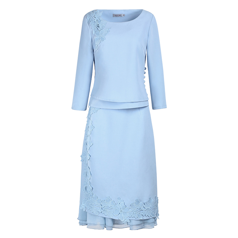 烟花烫2018秋季新品女装纯色百搭上衣+半身裙时尚两件套女士 宜美29033801