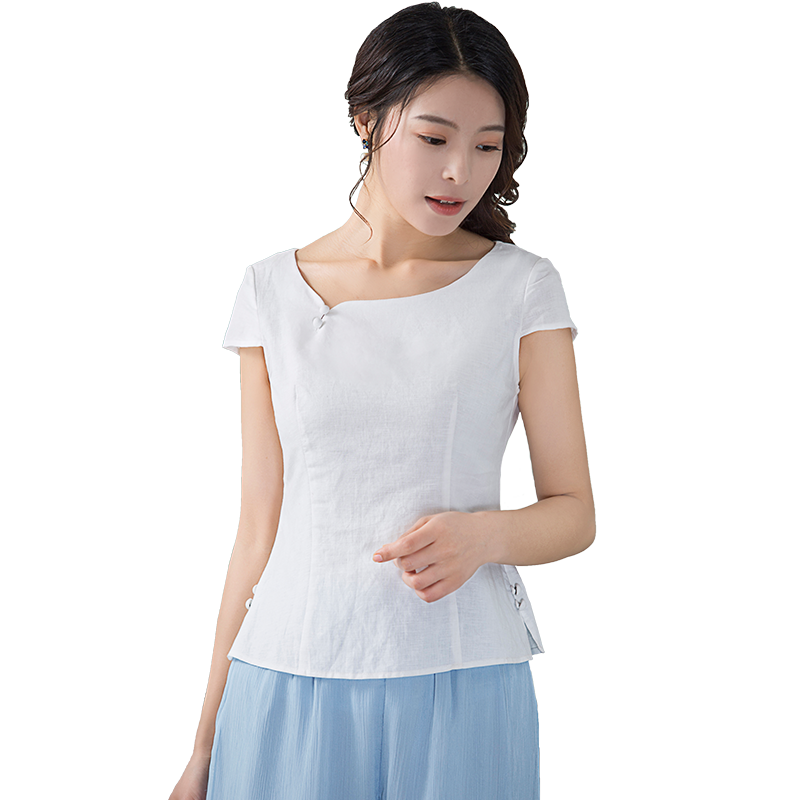 烟花烫短袖女修身显瘦复古简约多色T恤 心心叶叶3822220