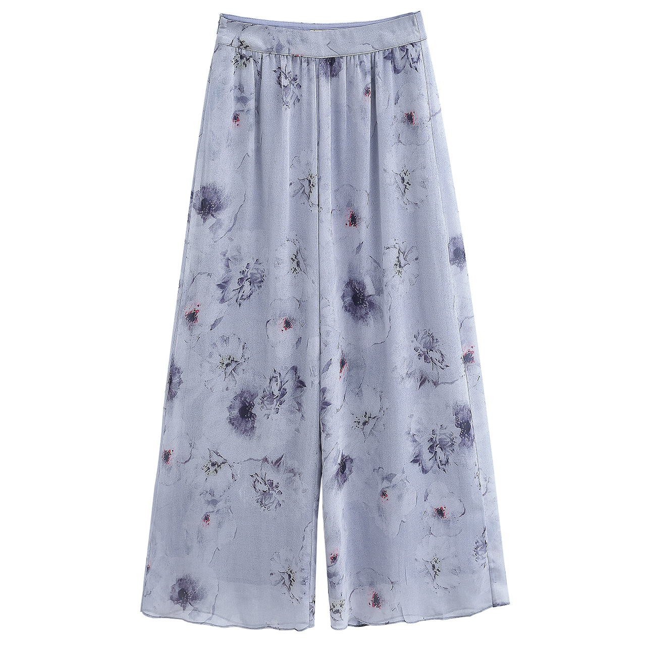 烟花烫阔腿裤秋装女2018新款印花收腰宽松简约休闲裤子 滴翠3830480