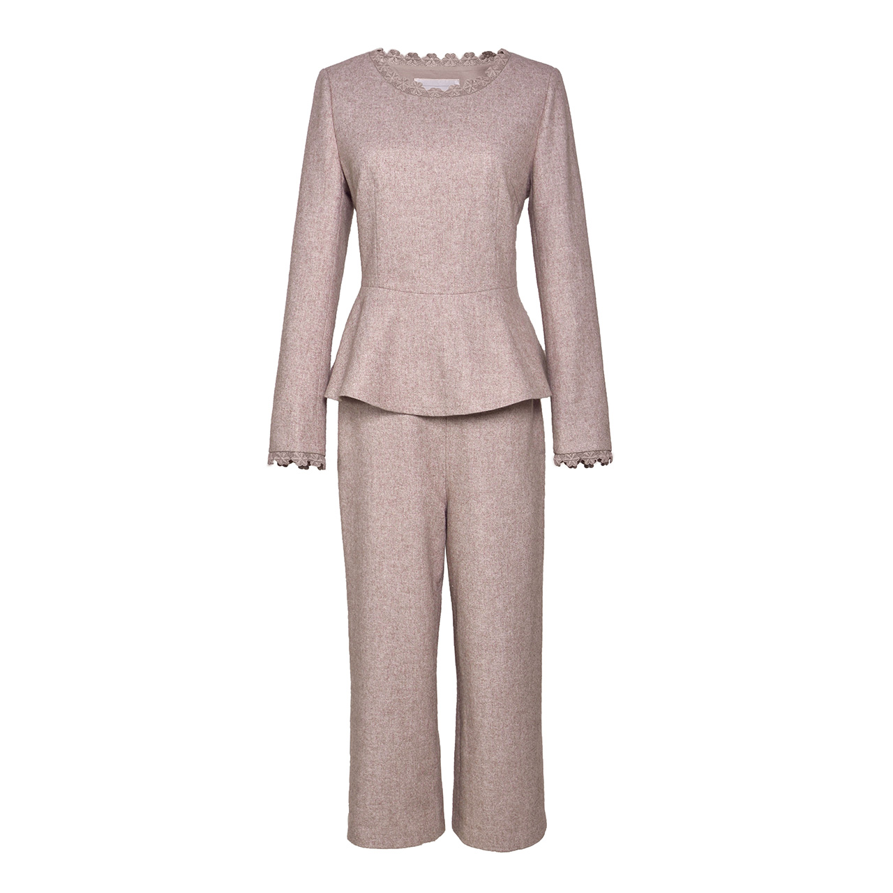 烟花烫秋装女2018新款简约衬衫+气质阔腿裤两件套装 绯漾绯樱3732170