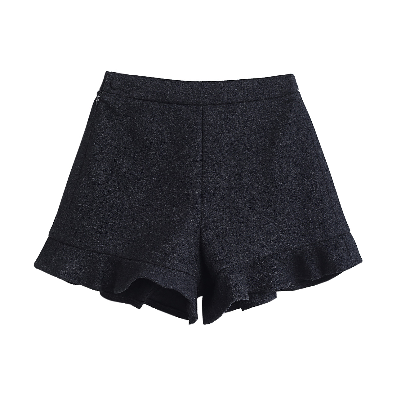 烟花烫LJ秋装女2018新款简约收腰黑色显瘦外穿休闲阔腿短裤 影射3832840