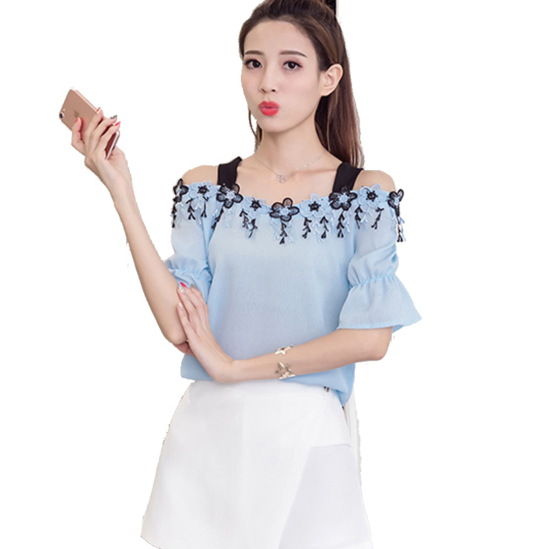 邑概念 甜美时尚露肩一字领绣花流苏上衣雪纺衫女士吊带打底衫 白色 S