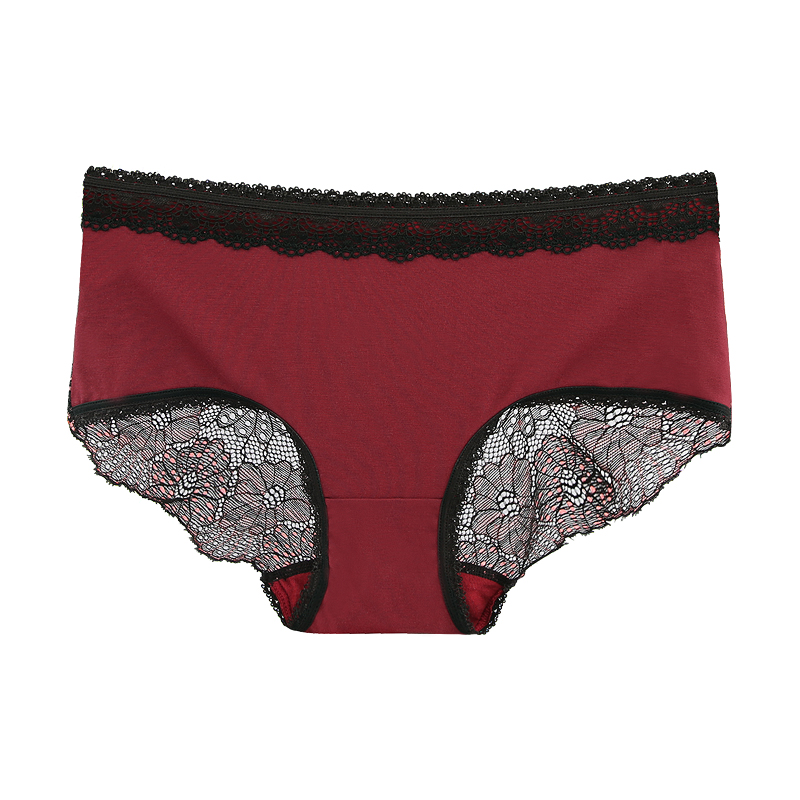 俏姑娘女士性感内裤中腰三角蕾丝面料镂空网纱诱惑透明火辣莫代尔QG3612