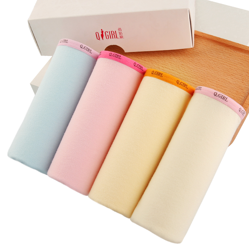 俏姑娘少女生内裤女式纯棉质面料中腰舒适学生可爱简约纯色礼盒装QG11033