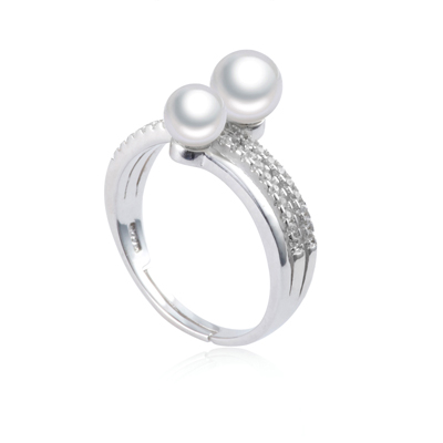 梦·梵雅日韩版淡水珍珠戒指925纯银正圆无瑕活口带证书