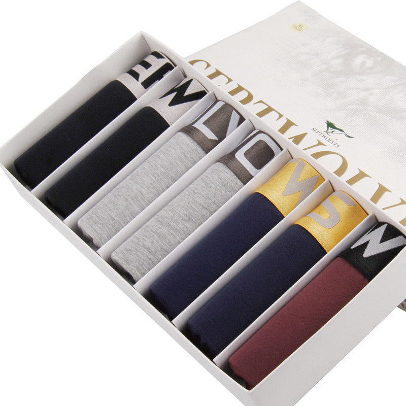 七匹狼(SEPTWOLVES) 混色男士明筋平角裤舒适透气 7条盒装